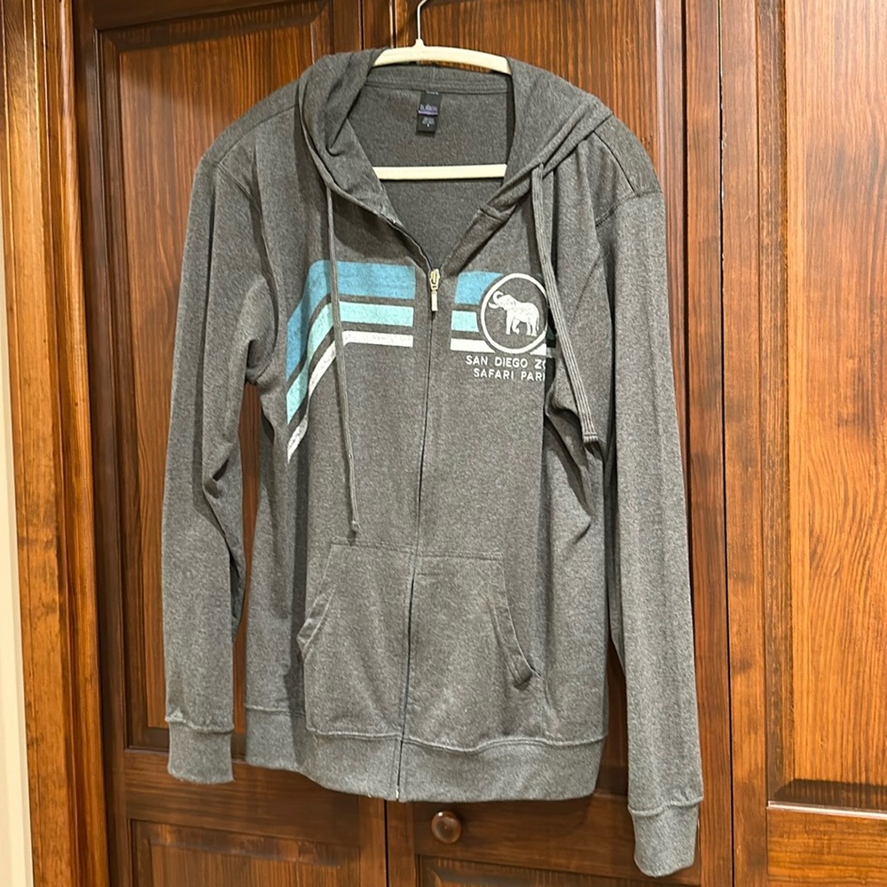 Gray zip up hoodie, size medium